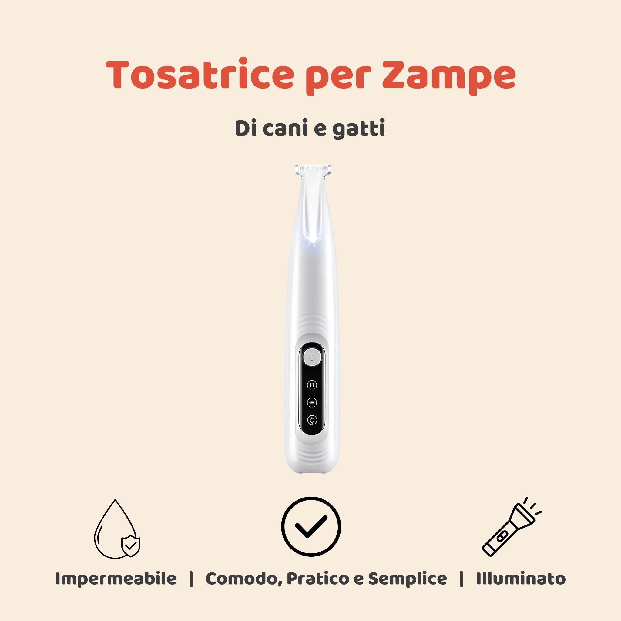 Tagliapeli LED Ricaricabile per Zampe, Orecchie e Muso