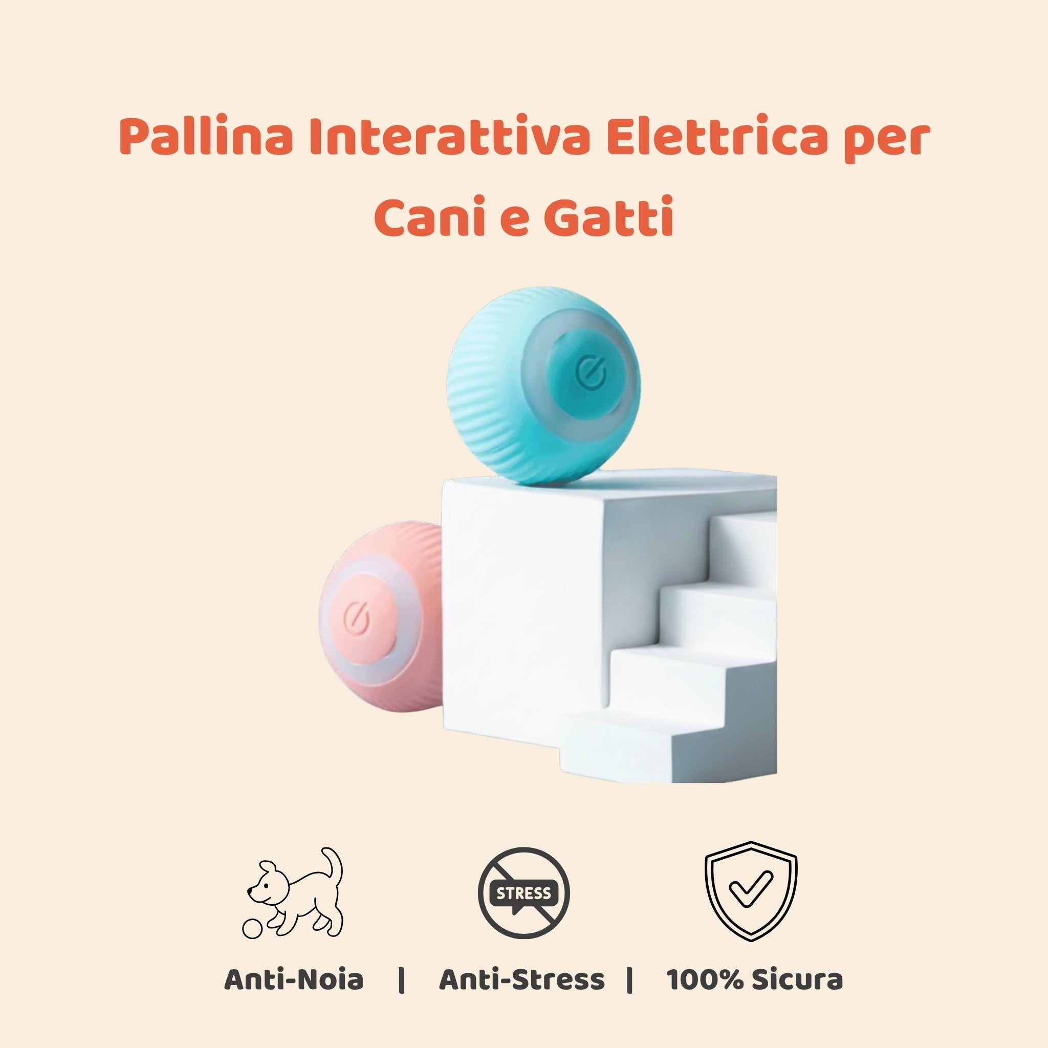 Pallina Interattiva Elettrica per Cani e Gatti – Gioco Automatico Anti-Noia e Anti-Stress