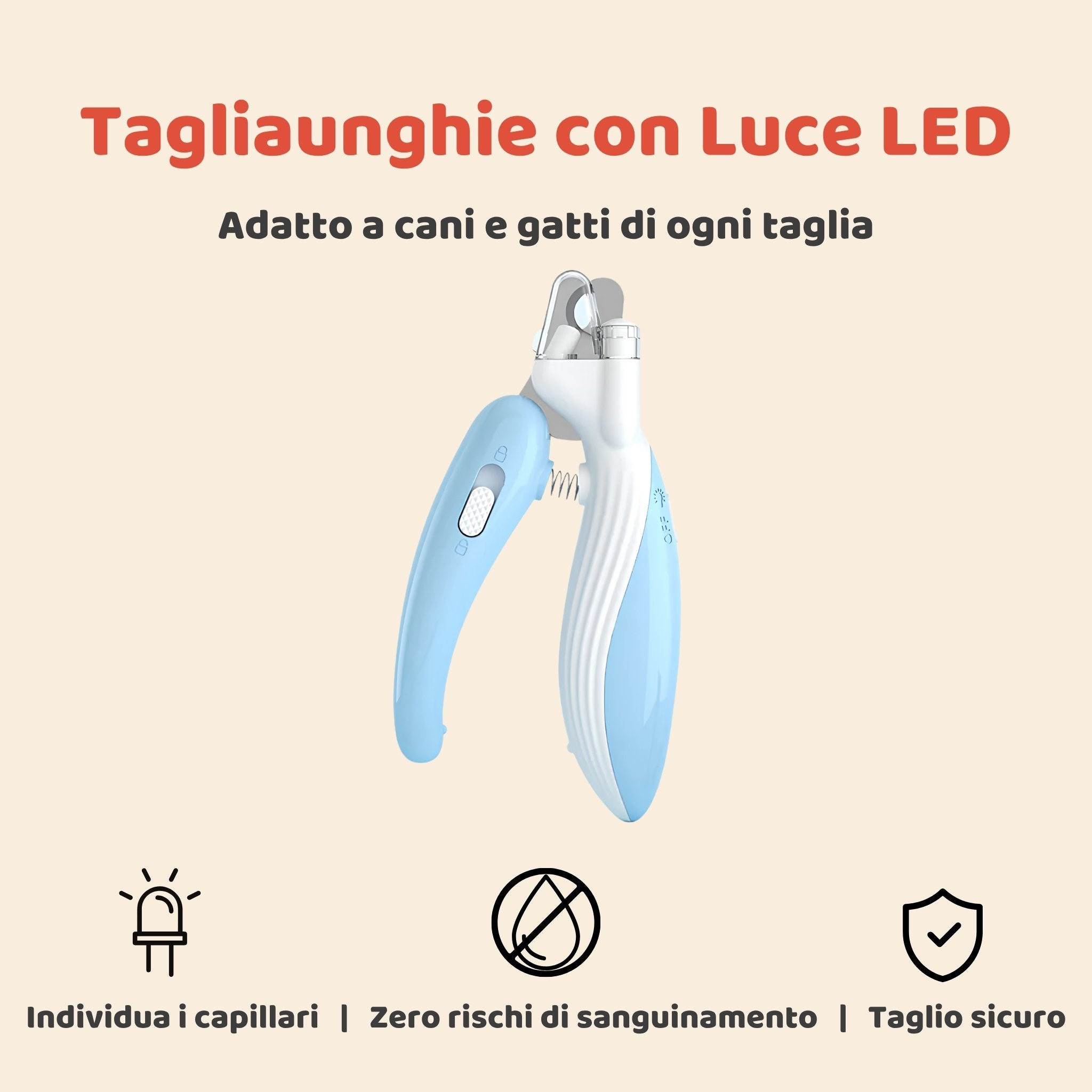 Tagliaunghie con Luce LED per Cani e Gatti
