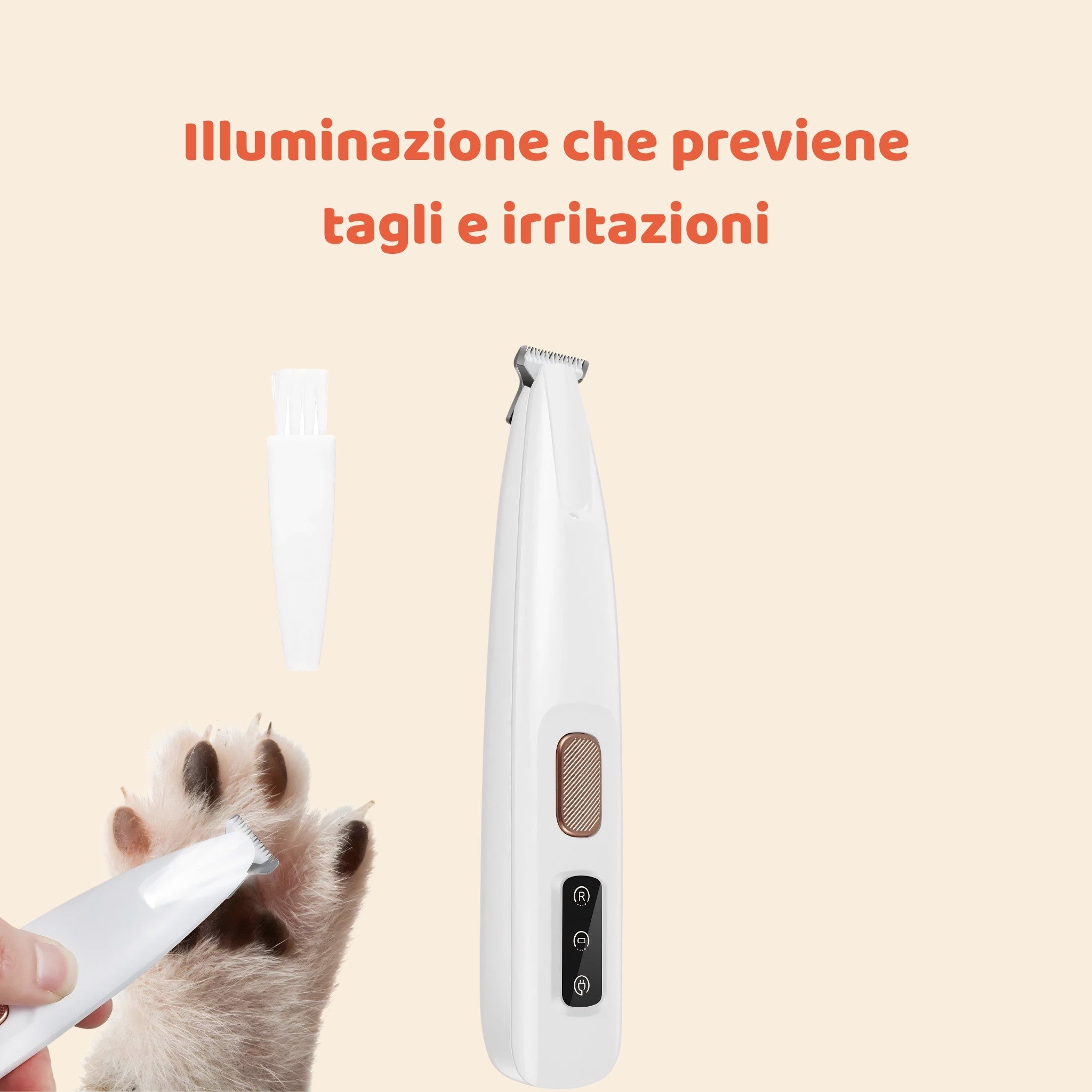 Tagliapeli LED Ricaricabile per Zampe, Orecchie e Muso