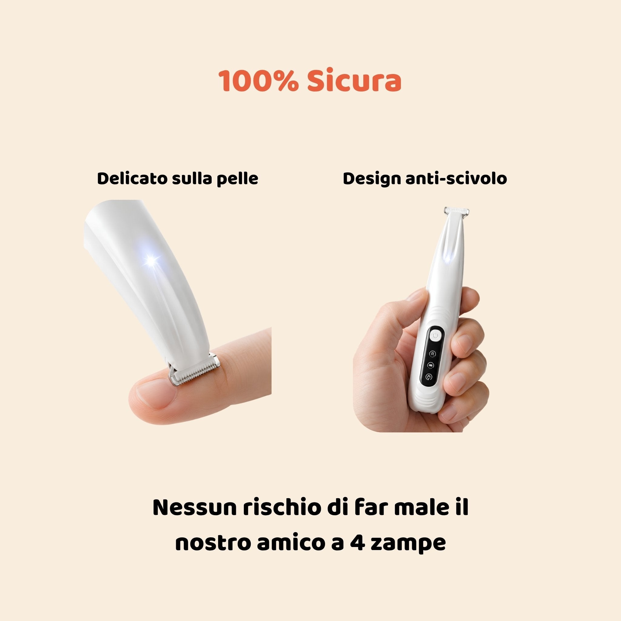 Tagliapeli LED Ricaricabile per Zampe, Orecchie e Muso