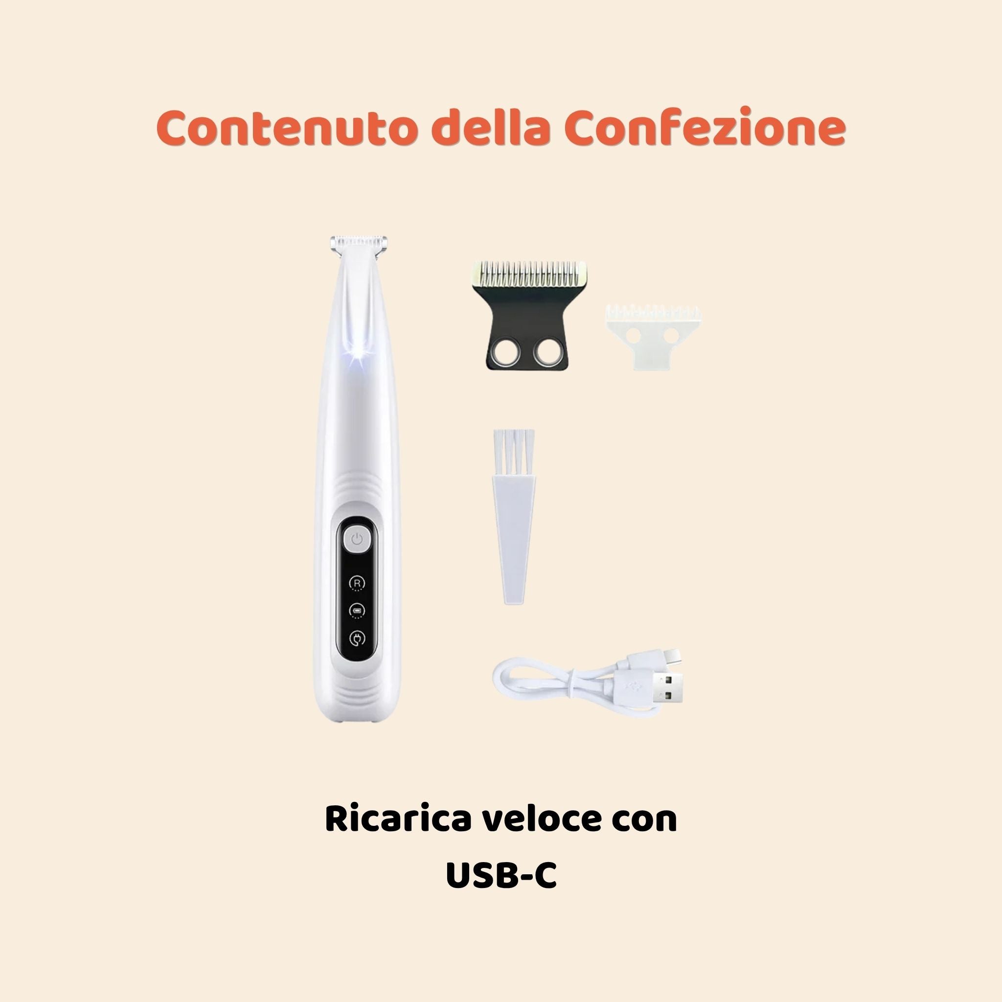 Tagliapeli LED Ricaricabile per Zampe, Orecchie e Muso