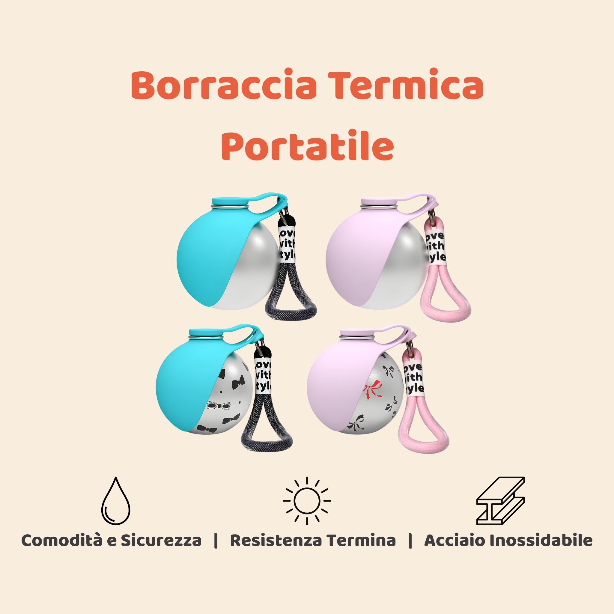 Borraccia Termica per Cani 285ml in Acciaio inossidabile – Design a Sfera